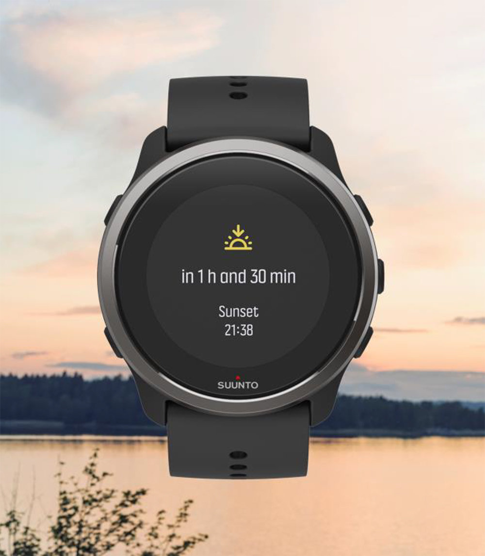 Suunto 5 Peak – sledování východu a západu slunce