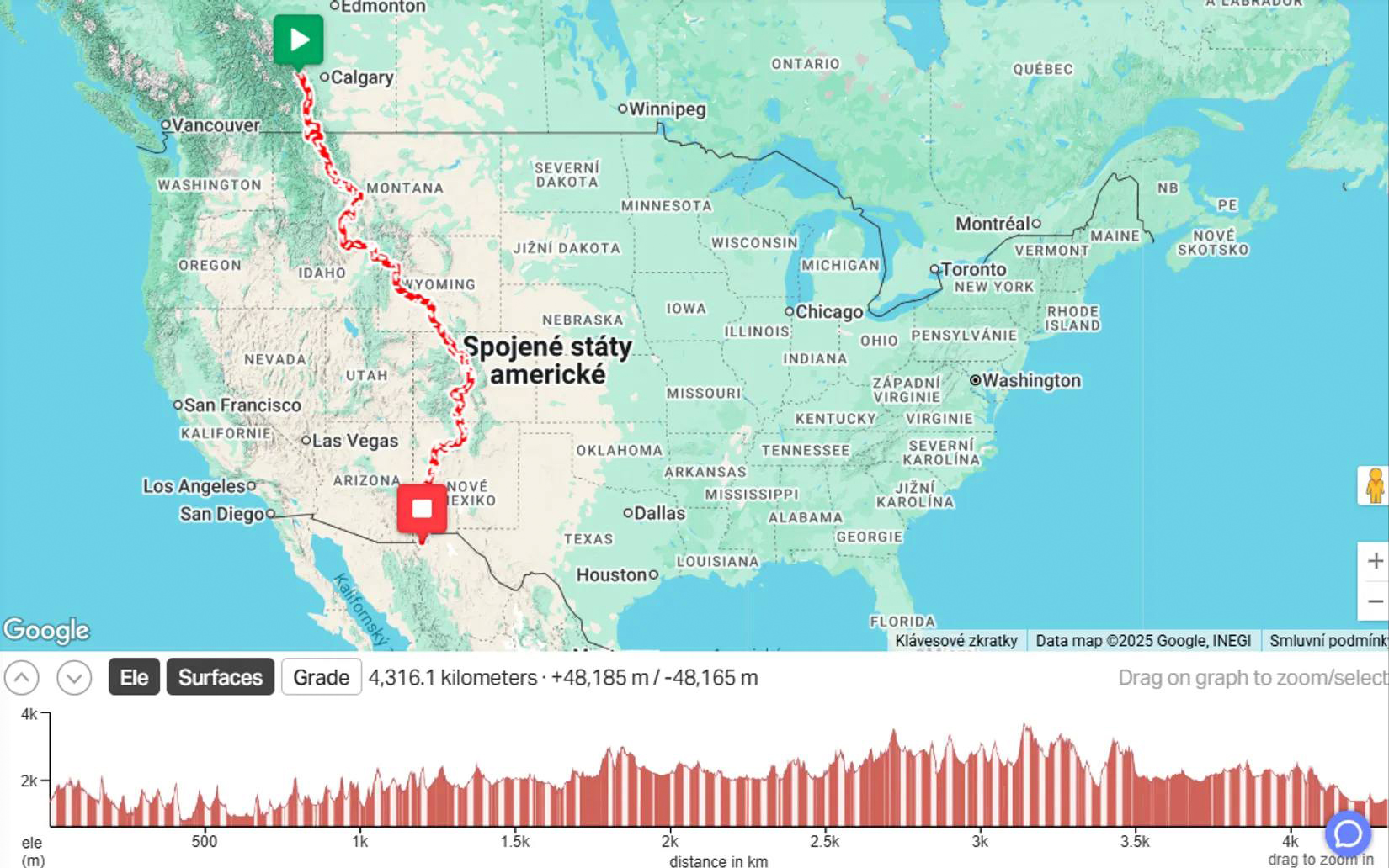 Trail Divide 2025 - trasa na mapě