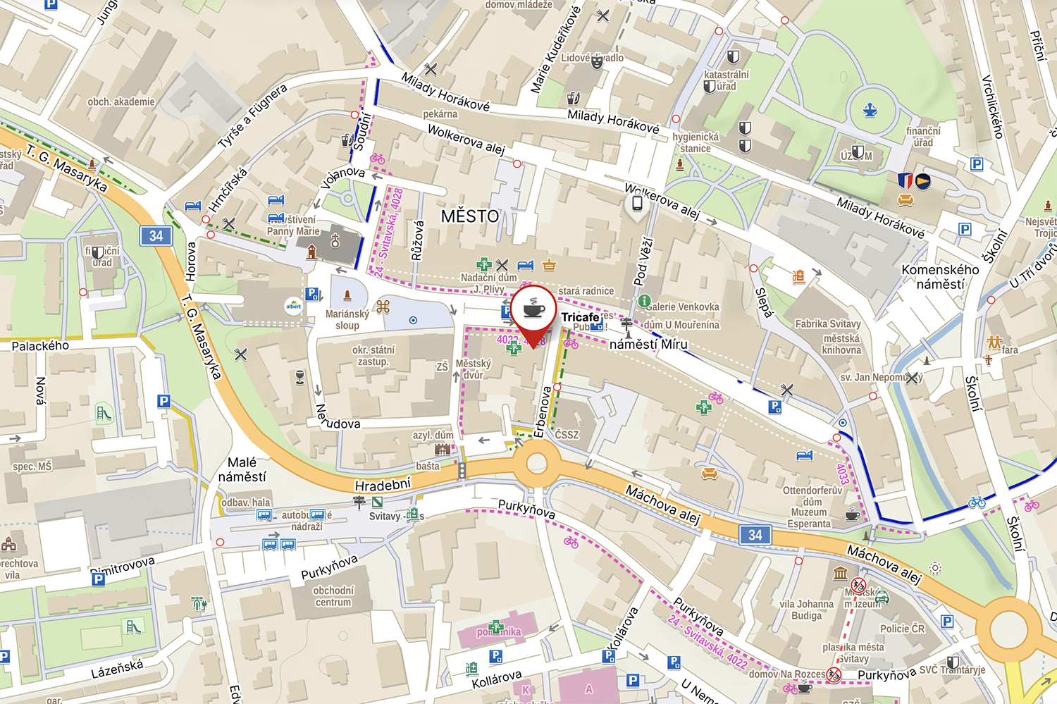 Tricafe Svitavy na mapě