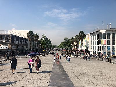 K bazilice jsme šli touhle pěší zónou asi dva kilometry. Byli jsme v Mexico City první den a byl to pro nás trochu bobřík odvahy :))